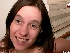 German Real Casting With Dark Haired Nubile Point Of View